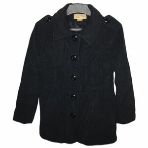 MICHAEL KORS black button front pea coat
